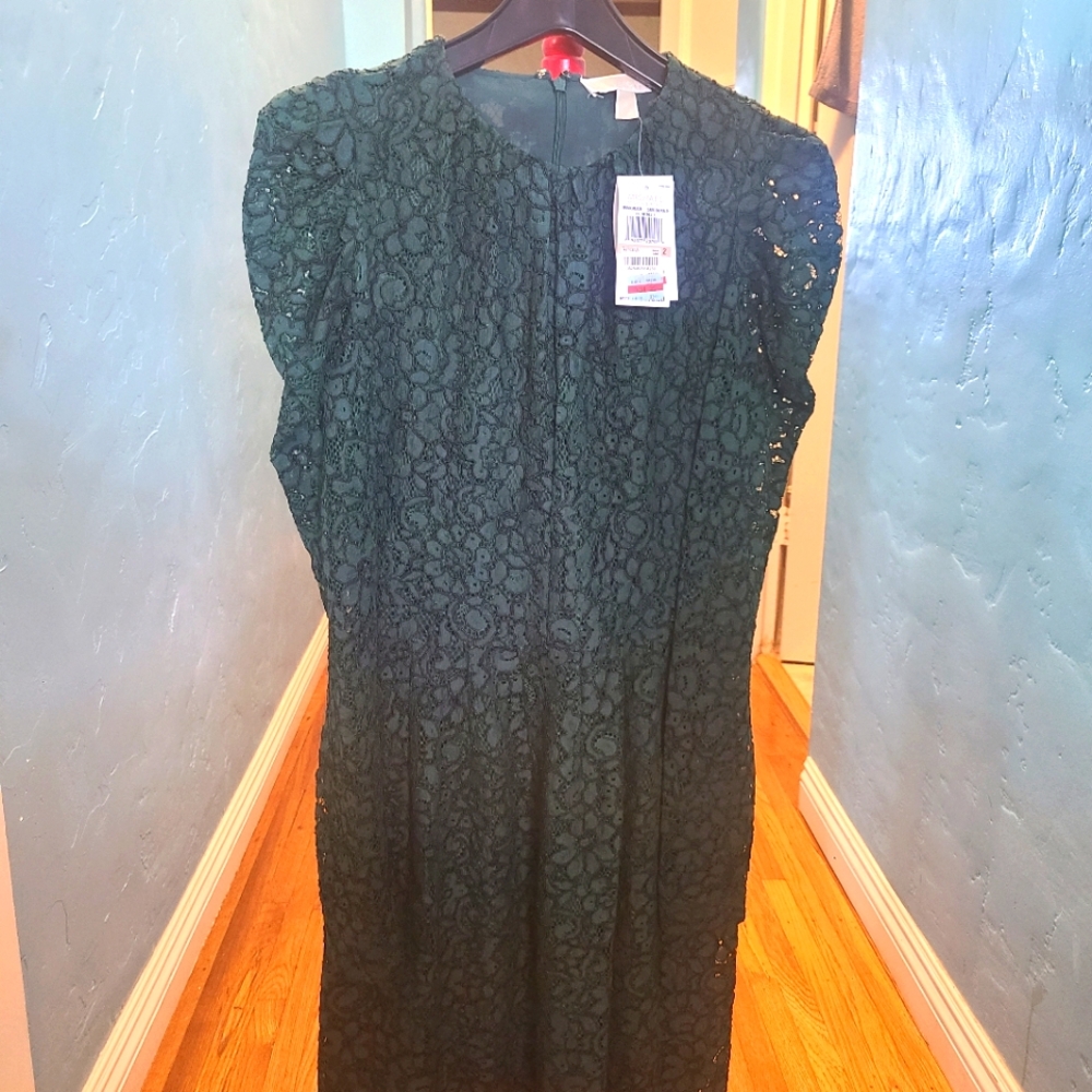 Michael Kors dark emerald green lace dress